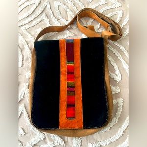 Beautiful Peruvian Suede Leather Crossbody Bag